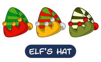 Cartoon Elf Hat Illustration. Set of Variation Colors. EPS 10 Vector