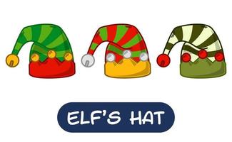 Cartoon Elf Hat Illustration. Set of Variation Colors. EPS 10 Vector