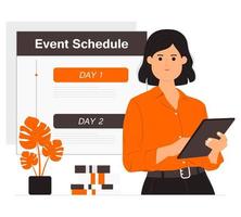 Women checking the schedule of events illustration vector