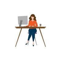 illustration of freelance working at home with vector design computers