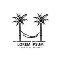 diseño de logotipo de hamaca con palmeras al aire libre
