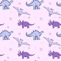 fondo de dinosaurio. patrón sin costuras con dinosaurios, patrón de bebé. linda textura vectorial para ropa de cama para niños, tela, papel pintado, papel para envolver, textil, estampado de camisetas. estilo de dibujos animados, vectorial. vector