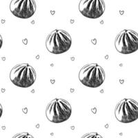 Baozi pattern seamless. Chinese dumplings background. Traditional food in China texture. design for fashion , fabric, textile, wallpaper, cover. Vector ornament.