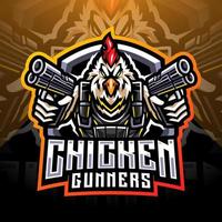 Chicken gunners mascot logo design vector