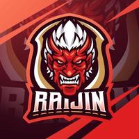 Raijin head esport mascot logo design vector