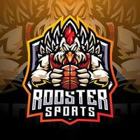 Rooster sports esport mascot logo design vector