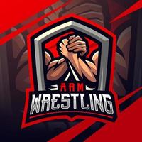 Arm wrestling mascot logo design vector