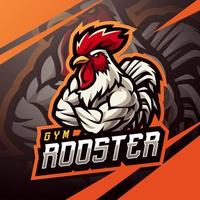 Gym rooster esport mascot logo design