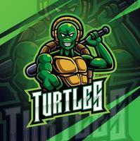diseño de logotipo de mascota de esport de béisbol de tortuga vector