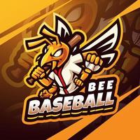 Bee baseball esport mascot logo design vector