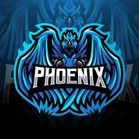 Blue phoenix esport mascot logo design vector