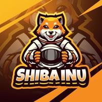 diseño de logotipo de mascota de esport de shibainu espacial vector