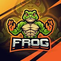Frog fighter esport logo design vector