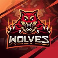 diseño de logotipo de mascota de esport de lobos vector
