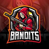 diseño de logotipo de mascota bandido esport vector