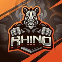 diseño de logotipo de mascota rhino esport vector