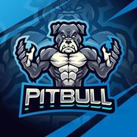 diseño del logotipo de la mascota del luchador pitbull vector