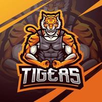 Tigers esport mascot logo design vector