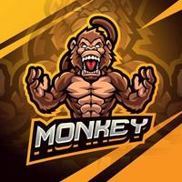 diseño de logotipo de mascota de mono luchador vector