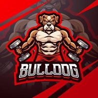 Bulldog gym esport mascot logo design vector