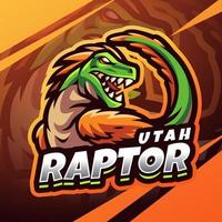 diseño de logotipo de mascota de esport de utahraptor vector