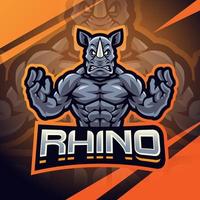 diseño de logotipo de mascota de esport de luchador de rinocerontes