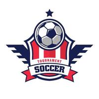 Plantillas de diseño de logotipo de insignia de fútbol soccer ilustraciones de vectores de identidad de equipo deportivo aisladas en fondo blanco