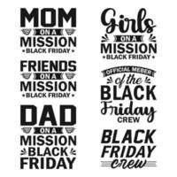 diseño de camisetas de viernes negro para mamá, papá, niñas y amigos. vector