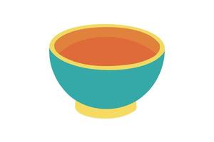 Empty bowl, in a flat style on a white background. Food container, design element. Soup bowl vector