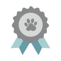 Badge with ribbons. Dog paw. Vector illustration