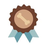 Badge with ribbons. Dog paw. Vector illustration