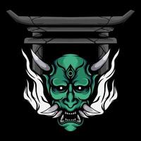 HANNYA MASK SAMURAI RONIN DEVIL SKULL ILLUSTRATION vector