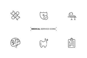 conjunto de iconos de servicio clínico moderno para uso multipropósito. estos iconos se utilizan para impresión y uso web vector