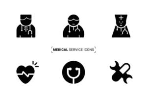 iconos de servicios médicos establecidos para cualquier uso web e impreso vector