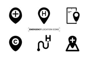 Medical emergency location icon set for multipurpose use. vector