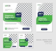 Medical social media post template for multipurpose use.This is complete social media solution for your business vector