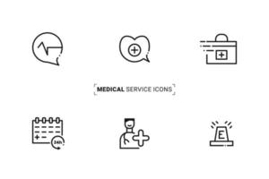 Clinical emergency service icon set for print and web use. vector