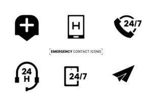iconos de contacto médico de emergencia establecidos para impresión y uso web vector