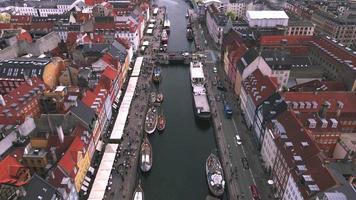 Nyhavn Harbor in Copenhagen, Denmark by Drone 3 video