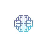 Machine learning and Artificial intelligence brain creative line icon vector