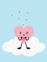 Cute heart in kawaii style. Hand drawn cartoon character. vector