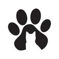 Silhouette of a cat's paw. Paw prints. The cat icon on the paw. A trace of a pet vector