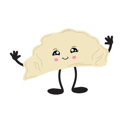 Cute dumpling in the style of kawaii. Vector illustration of Asian cuisine