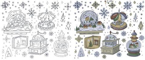 snow christmas winter fairy tale houses forest cozy holiday mood vector