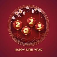 Happy Chinese New Year 2023 with red latterns vector