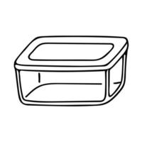 Doodle of own reusable lunch box isolated on white background. Hand drawn vector illustration of ecological and zero-waste food container.