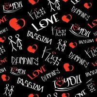 Black, red and white love lettering seamless pattern vector