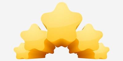5 out of 5 stars rating. Five Yellow stars. Glossy yellow star shape. vector