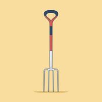 Digging Fork Vector Icon Illustration. Handy Tools Vector. Flat Cartoon Style Suitable for Web Landing Page, Banner, Flyer, Sticker, Wallpaper, Background