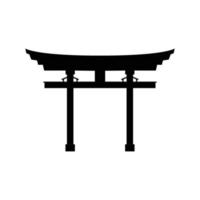Torii Gate Silhouette. Black and White Icon Design Elements on Isolated White Background vector